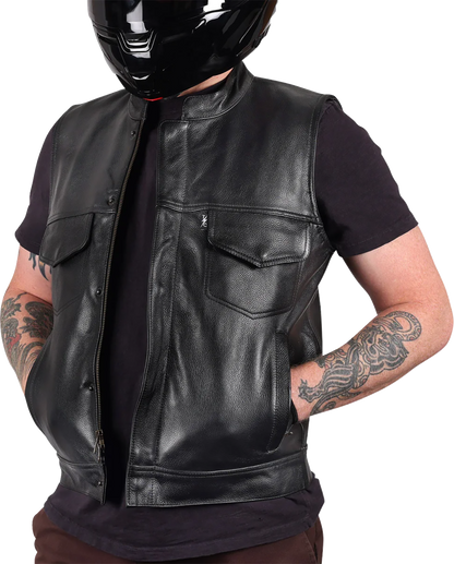 Thrashin Supply CO. Mulholland Leather Riding Vest - Black