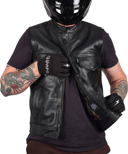 Thrashin Supply CO. Mulholland Leather Riding Vest - Black