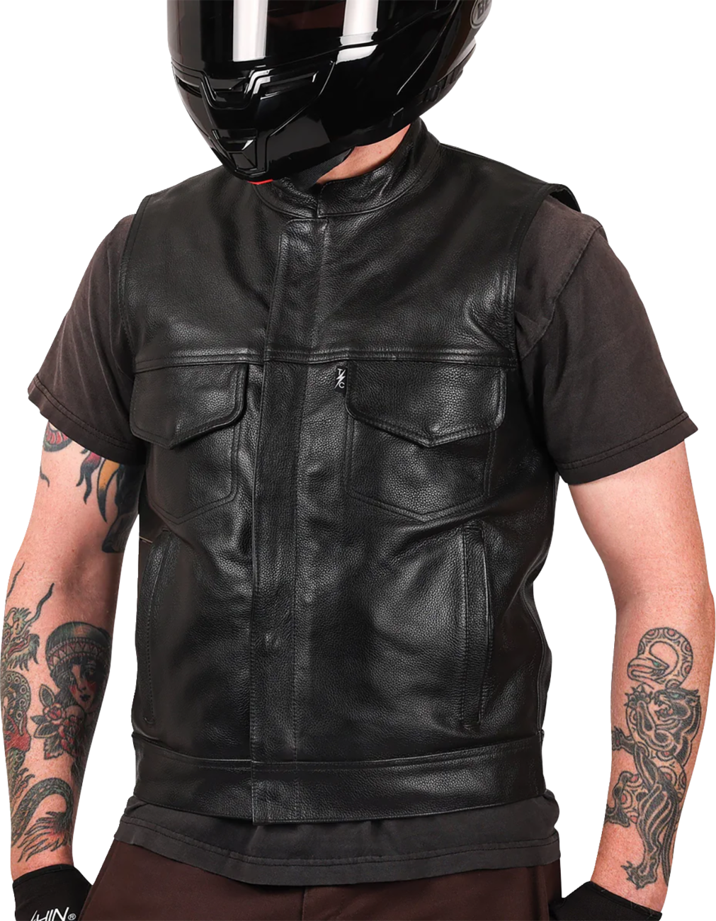 Thrashin Supply CO. Mulholland Leather Riding Vest - Black