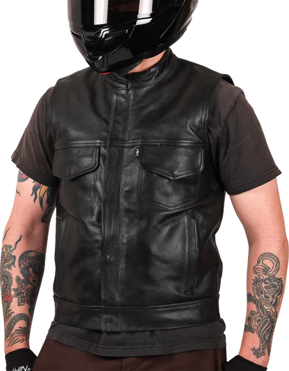 Thrashin Supply CO. Mulholland Leather Riding Vest - Black