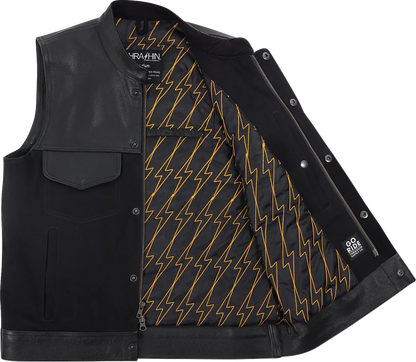 Thrashin Supply CO. Kanan Leather/Denim Riding Vest - Black