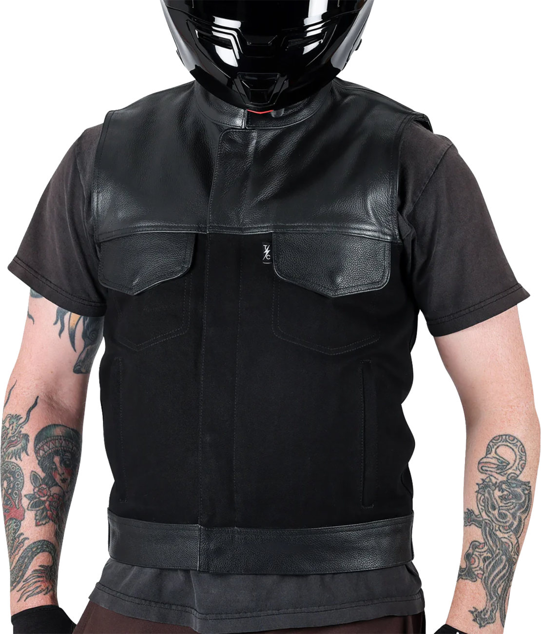Thrashin Supply CO. Kanan Leather/Denim Riding Vest - Black