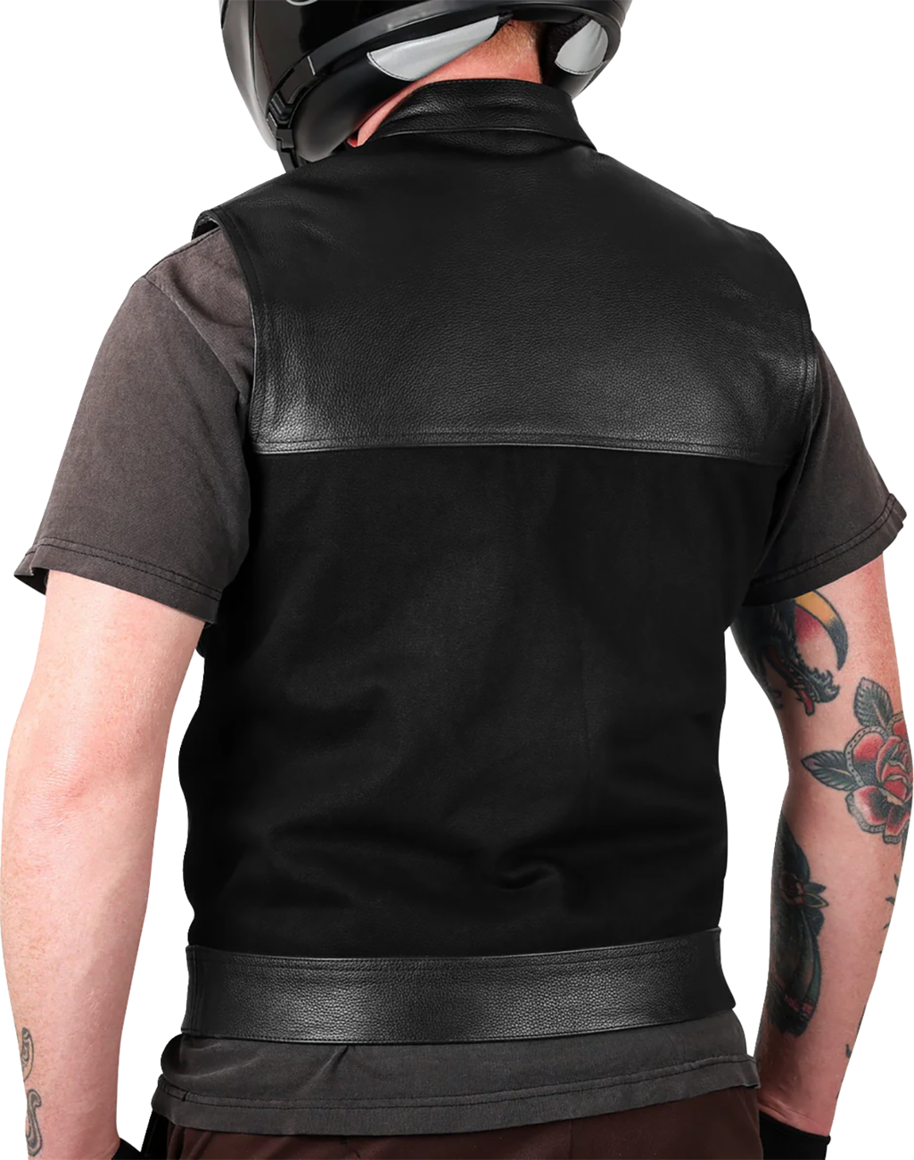 Thrashin Supply CO. Kanan Leather/Denim Riding Vest - Black