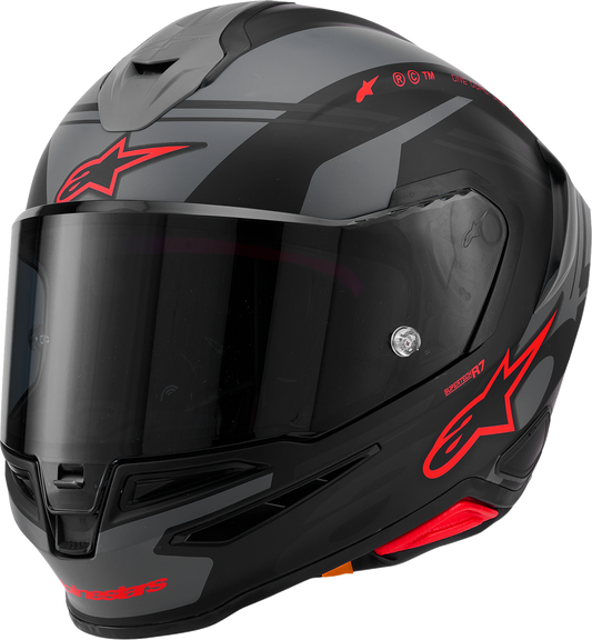 ALPINESTARS Supertech R7 Helmet - 22.06 - A-Core - Matte Black/Gray/Red - Large 8203426-1653-L