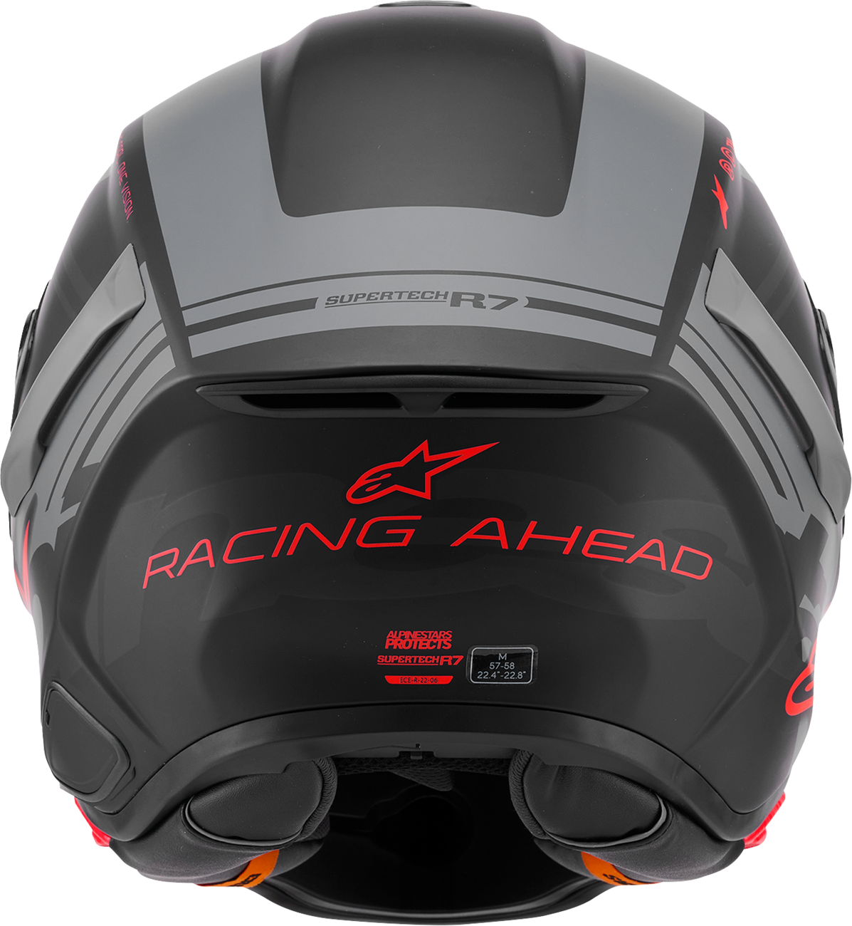 ALPINESTARS Supertech R7 Helmet - 22.06 - A-Core - Matte Black/Gray/Red - Large 8203426-1653-L