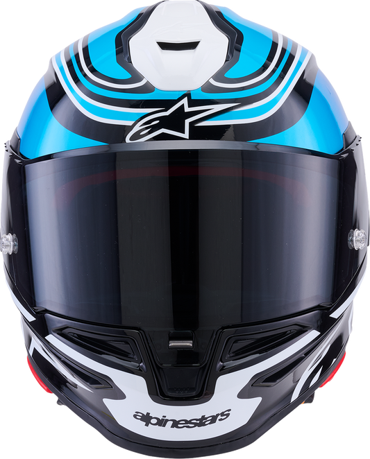 Alpinestars Supertech R7 Helmet - Zeal - 22.06 - Gloss Black/Blue/Pink Fluo/White