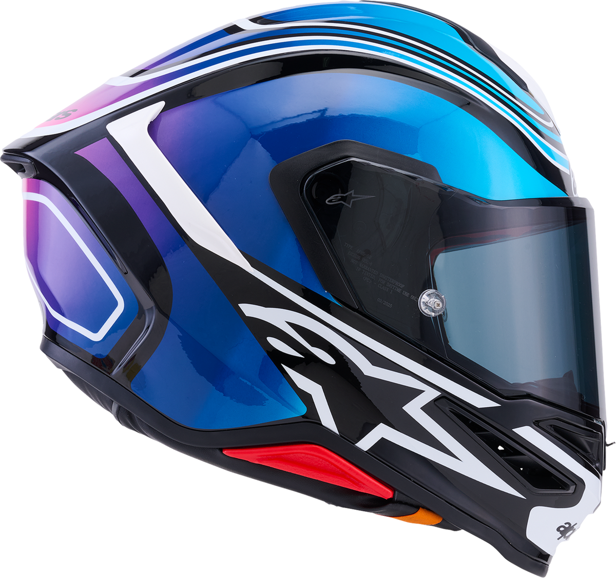 ALPINESTARS Supertech R7 Helmet - Zeal - 22.06 - Gloss Black/Blue/Pink Fluo/White - Small 8202826-1636-S