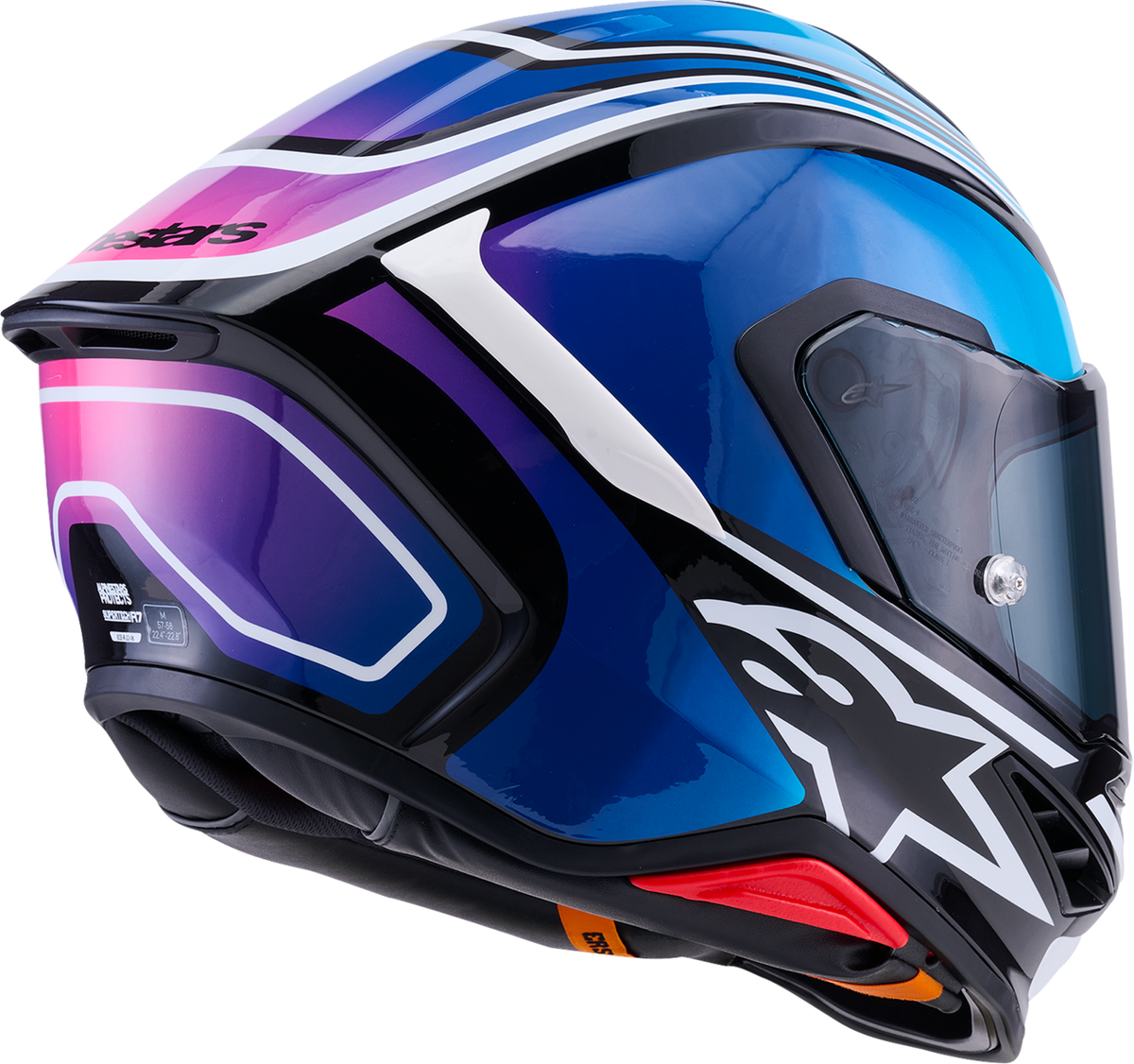 ALPINESTARS Supertech R7 Helmet - Zeal - 22.06 - Gloss Black/Blue/Pink Fluo/White - Medium 8202826-1636-M