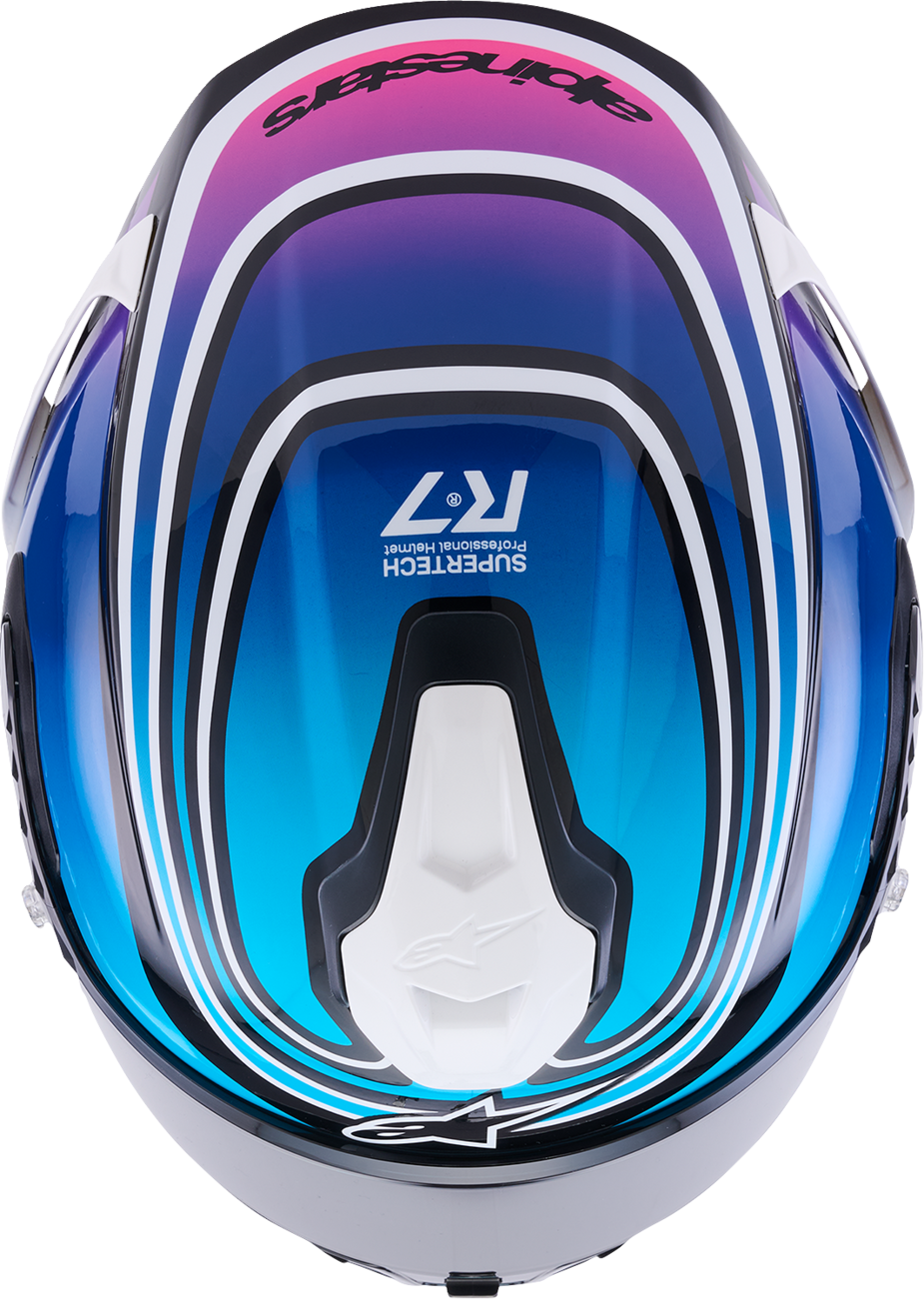ALPINESTARS Supertech R7 Helmet - Zeal - 22.06 - Gloss Black/Blue/Pink Fluo/White - Small 8202826-1636-S