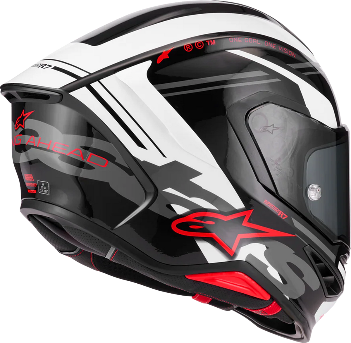 ALPINESTARS Supertech R7 Helmet - 22.06 - A-Core - Gloss Black/White/Red - Large 8203426-1353-L