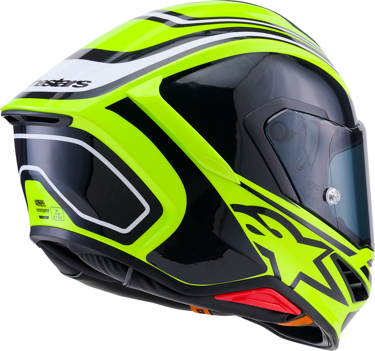 ALPINESTARS Supertech R7 Helmet - Zeal - 22.06 - Gloss Yellow Fluo/Black/White - Small 8202826-5021-S