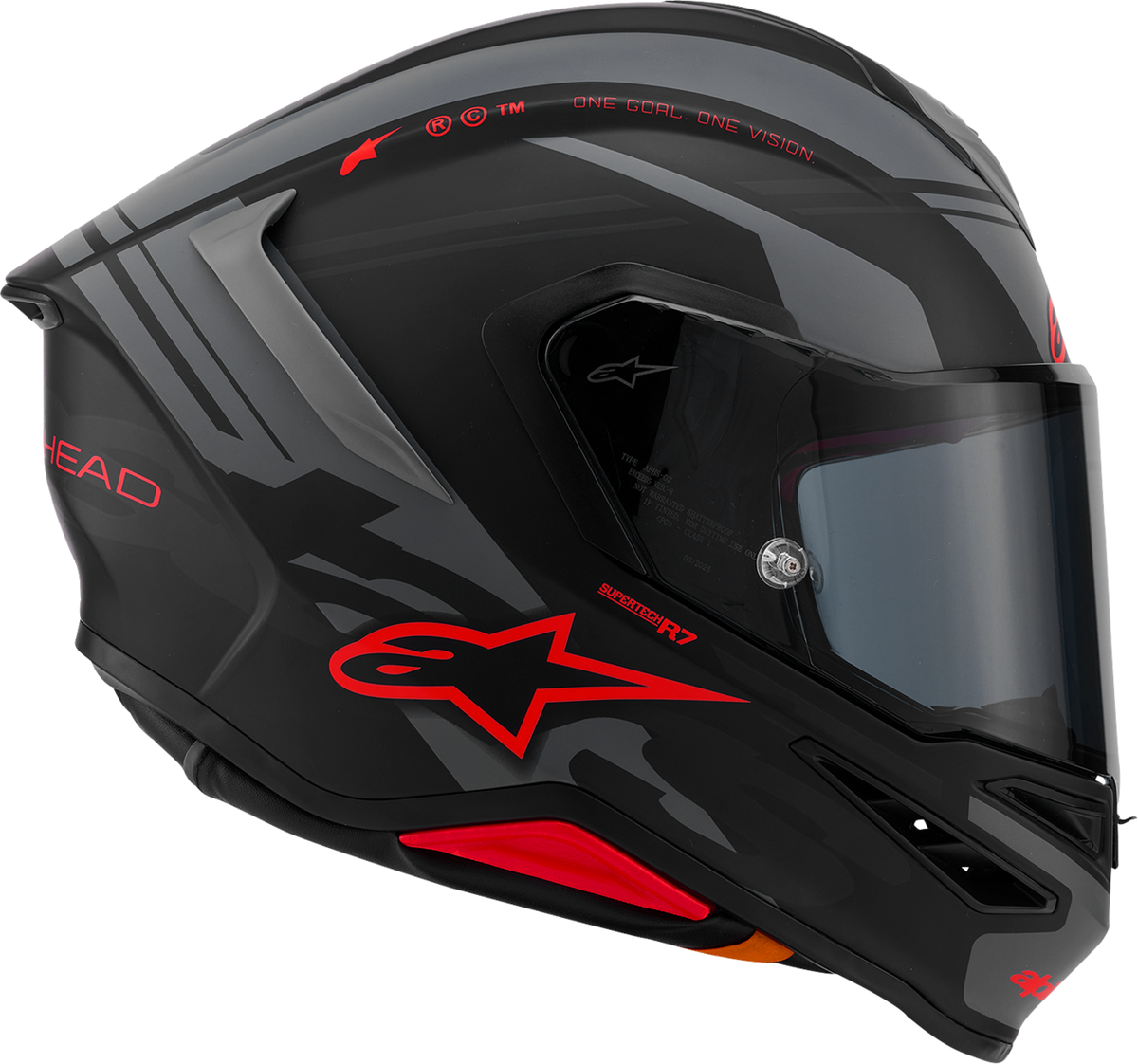 ALPINESTARS Supertech R7 Helmet - 22.06 - A-Core - Matte Black/Gray/Red - XS 8203426-1653-XS
