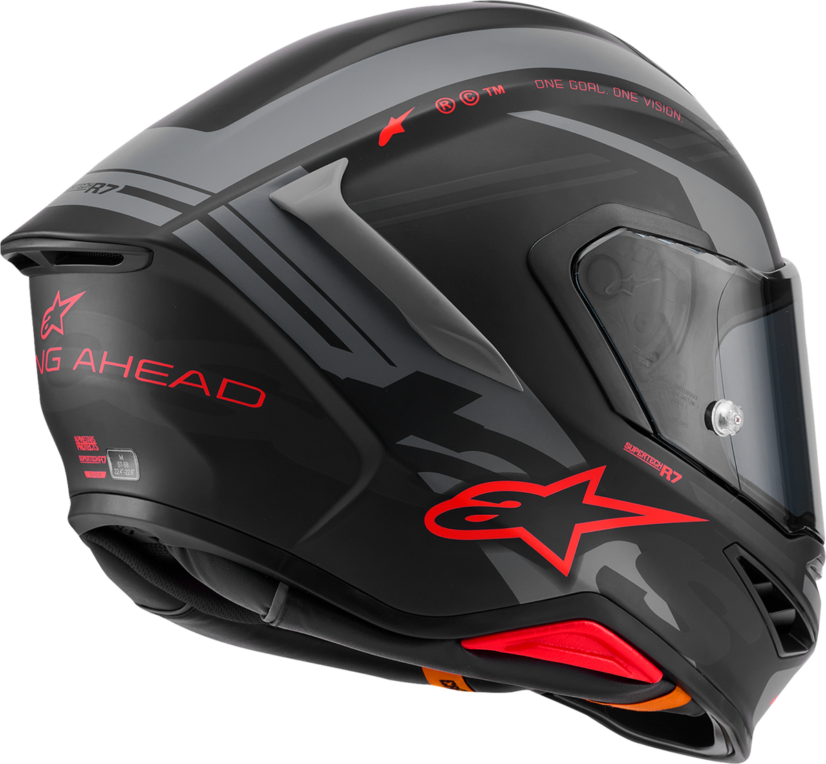 ALPINESTARS Supertech R7 Helmet - 22.06 - A-Core - Matte Black/Gray/Red - Small 8203426-1653-S