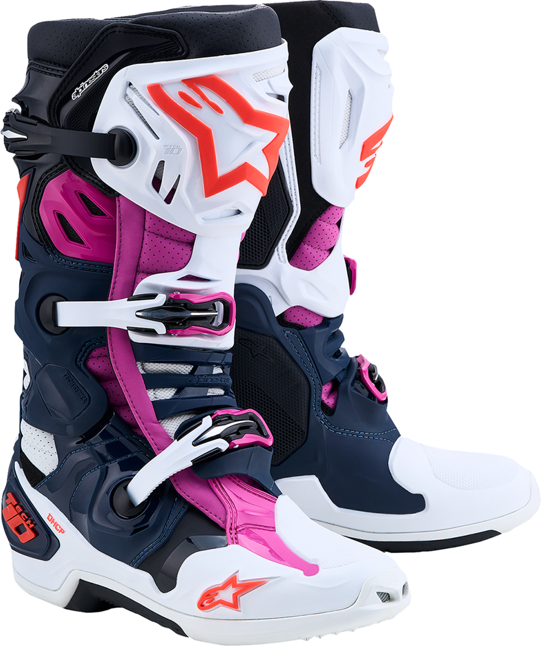 Alpinestars Tech 10 Supervented Boots - Dark Blue/White/Black/Fuchsia