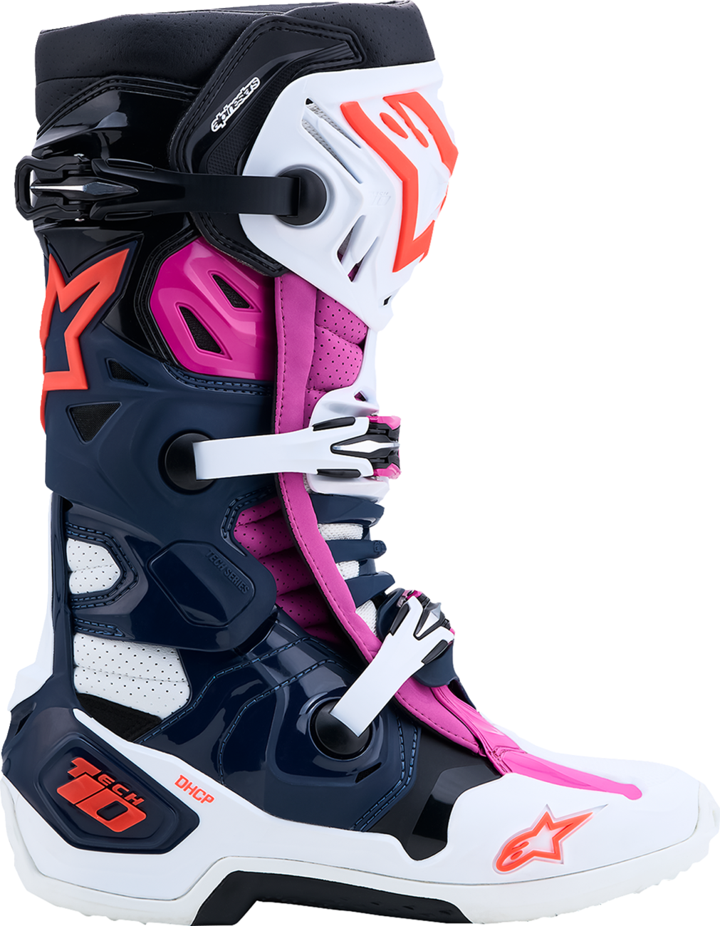 Alpinestars Tech 10 Supervented Boots - Dark Blue/White/Black/Fuchsia