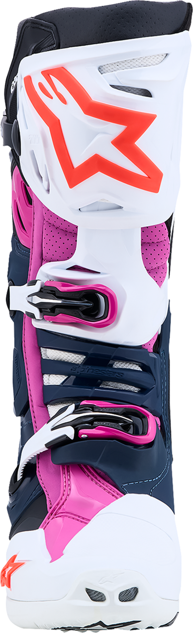 Alpinestars Tech 10 Supervented Boots - Dark Blue/White/Black/Fuchsia