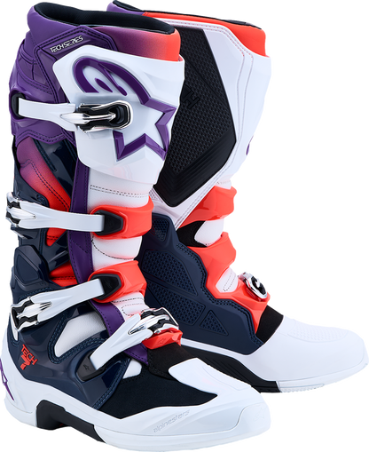 Alpinestars Tech 7 Boots - Purple/Blue/Fluorescent Red/White