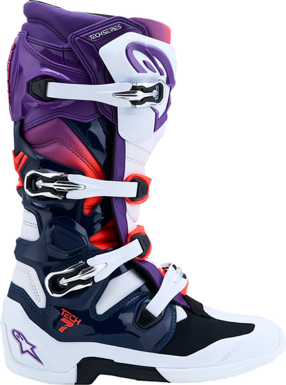 Alpinestars Tech 7 Boots - Purple/Blue/Fluorescent Red/White