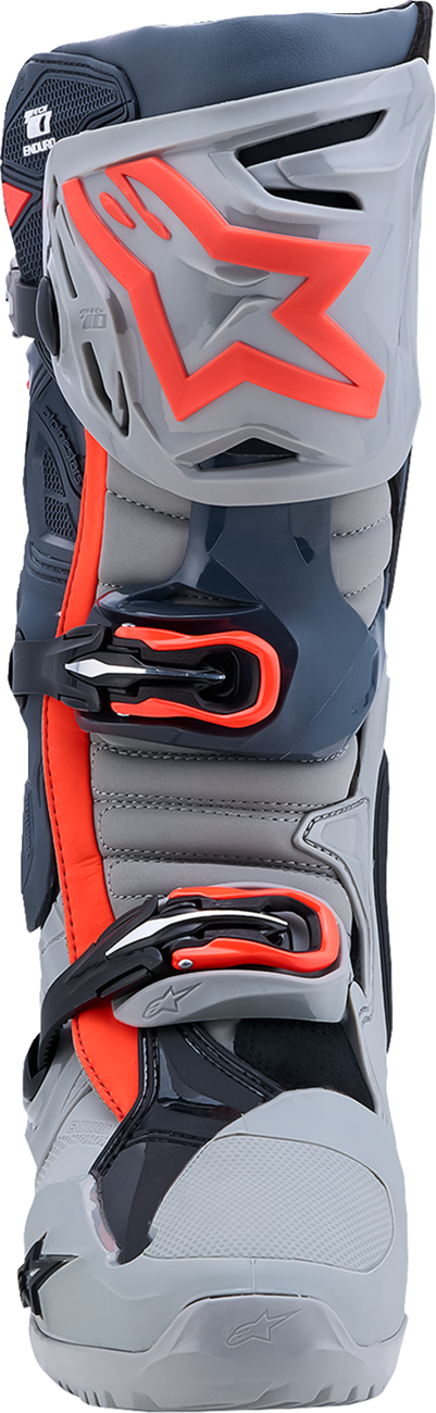 Alpinestars Tech 10 Enduro Boots - Medium Gray/Dark Gray/Fluorescent Red
