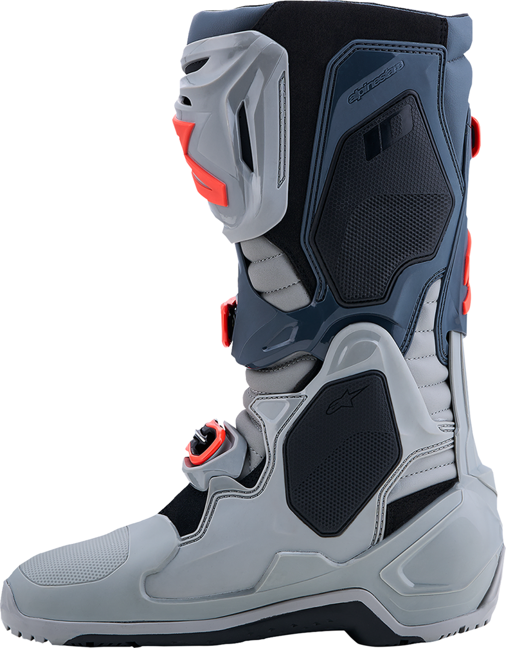 Alpinestars Tech 10 Enduro Boots - Medium Gray/Dark Gray/Fluorescent Red