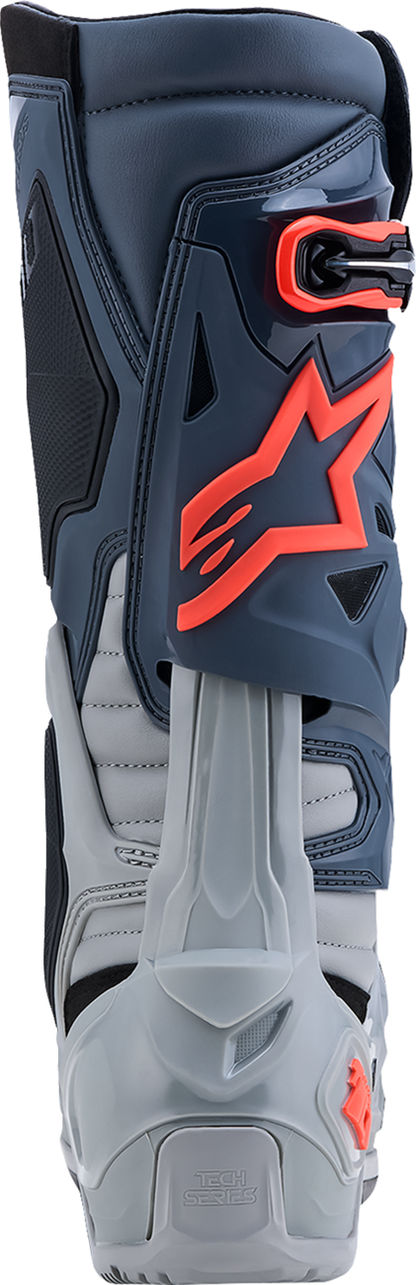 Alpinestars Tech 10 Enduro Boots - Medium Gray/Dark Gray/Fluorescent Red