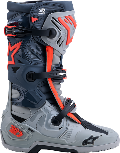 Alpinestars Tech 10 Enduro Boots - Medium Gray/Dark Gray/Fluorescent Red