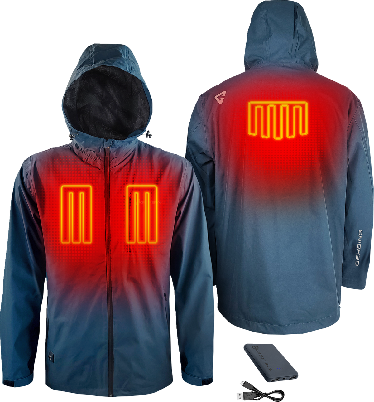 Gerbing Heated Clothing Heated 5V Rain Coat - Mallard Blue