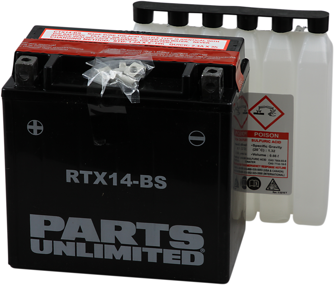 PARTS UNLIMITED AGM Battery - RTX14-BS .69 L CTX14-BS