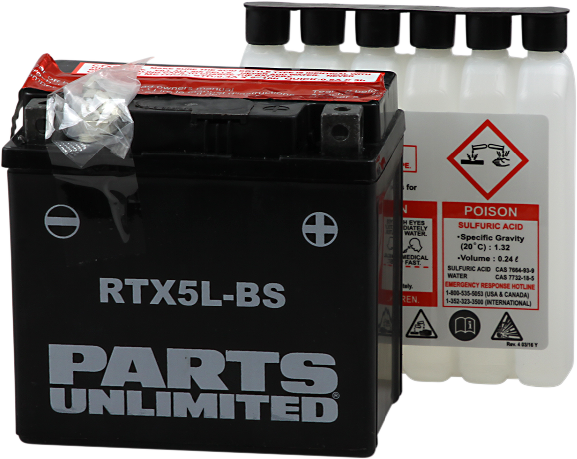 PARTS UNLIMITED AGM Battery - RTX5L-BS .24 L CTX5L-BS